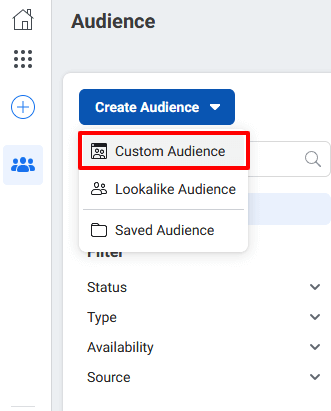 5-Select the Facebook custom audience field