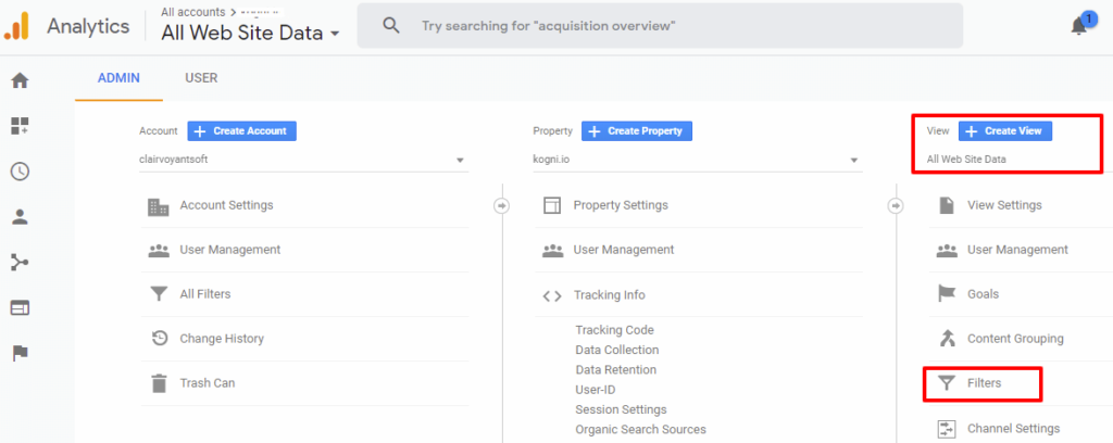 Filter creation in analytics for cross domain tracking