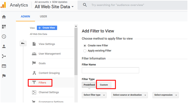 custom-filters for cross-domain analytics