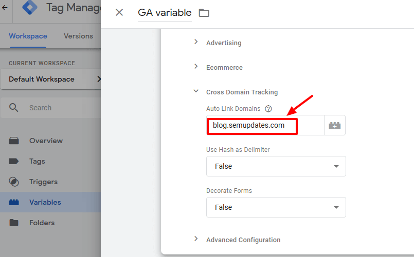 google tag manager Cross-domain-linking