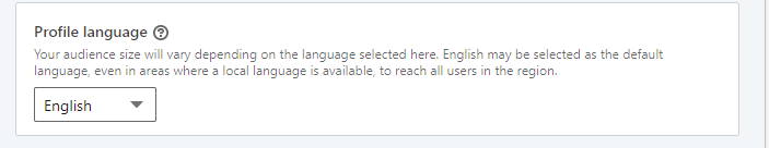 linkedin advertising - language targeting