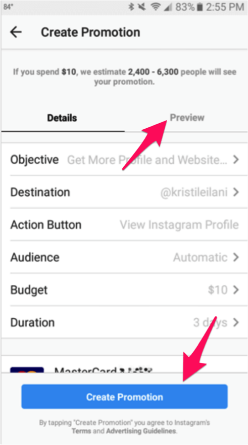 7. insta video ads - create a promotion