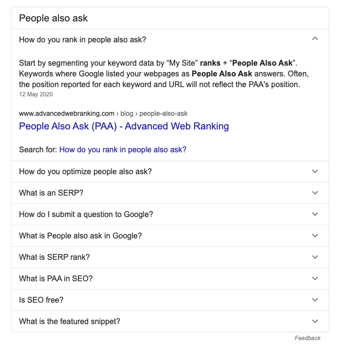 6-People Also Ask section SEO optimization
